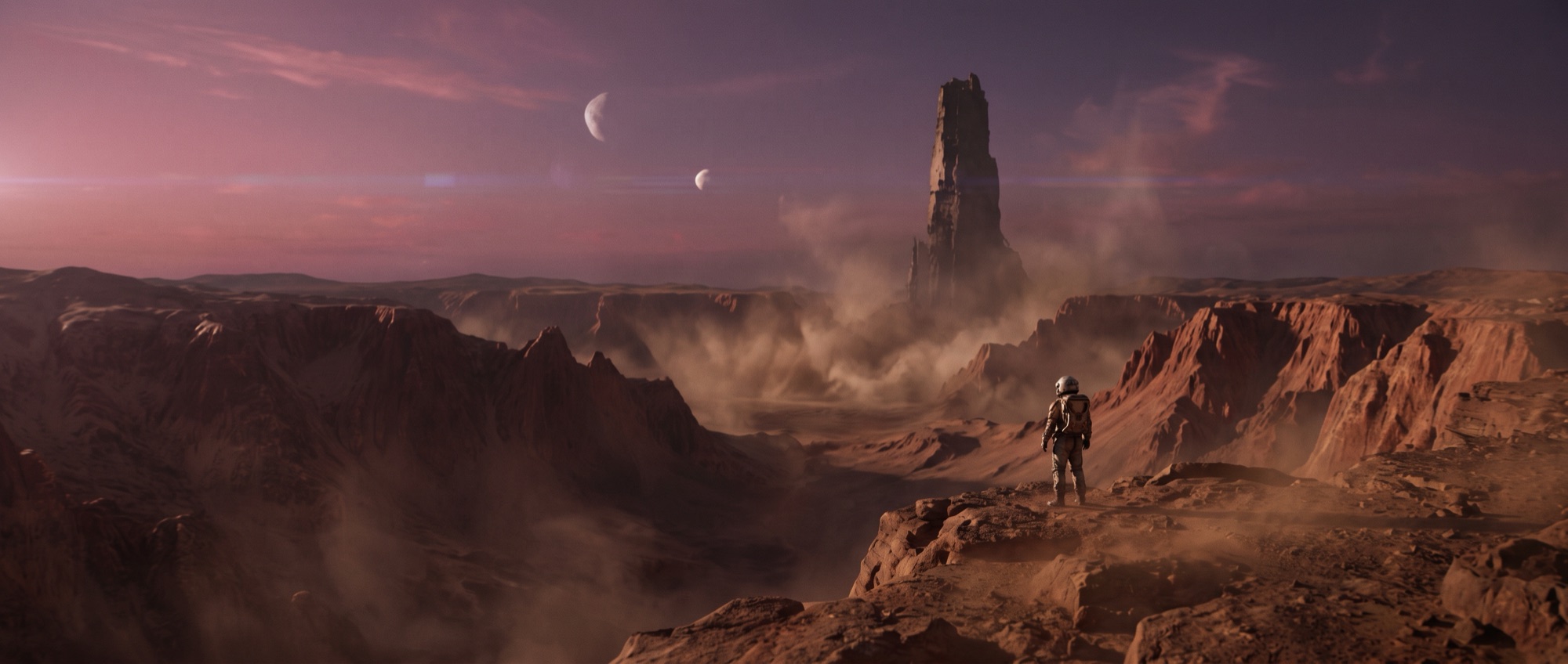 Astronaut on Mars — Cinematic 21:9 ultrawide shot.